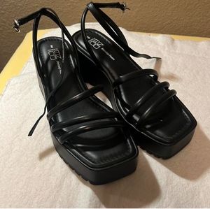 Strappy Black Platform Heels